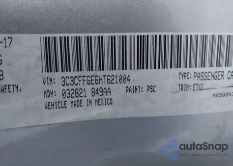 2017 Fiat 500E Battery Electric from USA, damaged, VIN 3C3CFFGE6HT621004